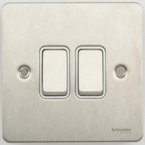 Schneider Electric GU1222WSS Placca piatta, 2 vie, in acciaio INOX