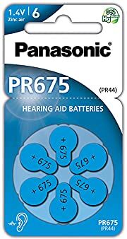 Panasonic PR675 Batterie zinco-aria per apparecchi acustici, Tipo 675, 1.4V, Batterie per apparecchi acustici, 6 pezzi, blu