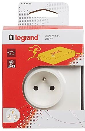 Legrand LEG50670 Presa protetta 2P+T 2 x RJ 45 con parafulmine, cavo da 1,5 m