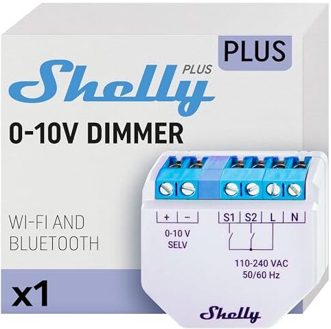 Shelly Plus 0-10V Dimmer, Controller Intelligente, Gestisce Driver di Regolazione di Interruttori, Preciso, con Telecomando