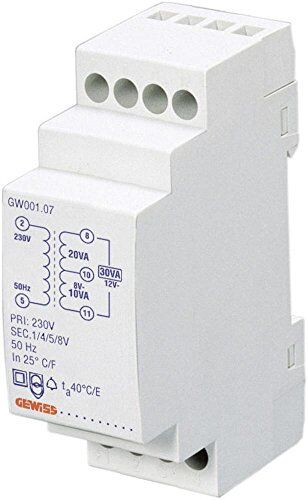 Gewiss GW96426, Trasformatore di Tensione, Bianco