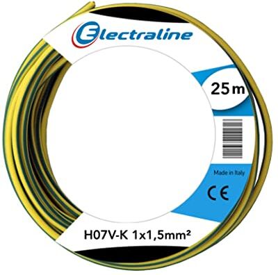 Electraline Cavo Unipolare N07V-K, Sezione 1x1.5 mm, 25 mt, Verde/Giallo