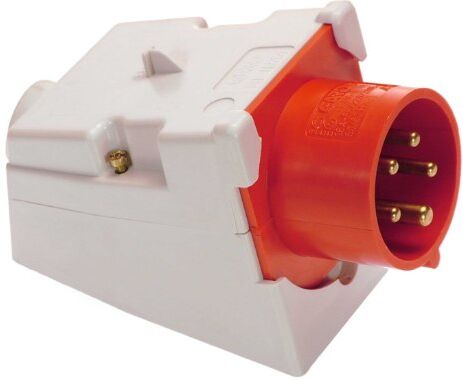 as - Schwabe as Schwabe Spina CEE a parete – presa CEE – 400 V, 32 A, 5 poli, spina CEE da parete – con alloggiamento resistente agli urti – con connettori a vite – Made in Germany – IP44 – bianco/rosso 60436