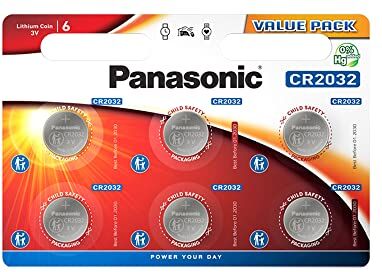 Panasonic CR2032, Pile al Litio, 3 V, Conf. 6 Pezzi