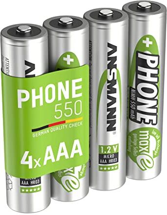 Ansmann Micro AAA MaxE Tipo 550mAh Phone Batteria Ricaricabile ad Alta Capacita 4x Micro AAA HR03