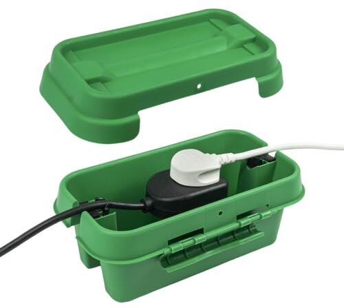 DRiBOX Scatola di connessione elettrica da esterno resistente alle intemperie IP55, per luci di Natale, timer, cavi di prolunga, bobine e trasformatori (Piccolo, Verde)