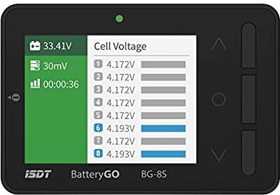 ISDT BattGo BG-8S Tester Batterie per LiPo/Life/Li-ion/NiMH/Nicd, Batteria Monitor Batterie Tester/Balancer, 12V/ 2A