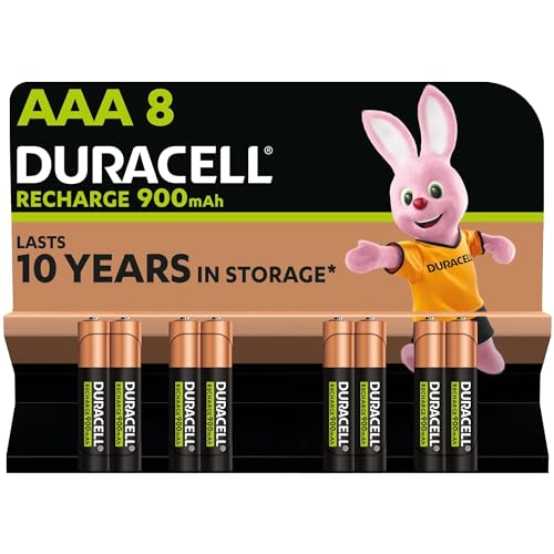 Duracell Batterie Ricaricabili AAA (Confezione da 8), 900 mAh NiMH, pre-caricate, lunga durata