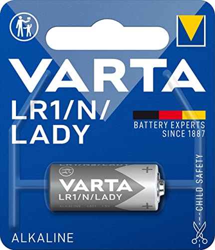 Varta LR1 910A E90 Lady, 4001101401, Batteria Alcalina, 1,5 Volts, Diametro 12mm, Altezza 30,2 mm, Confezione 1 pila