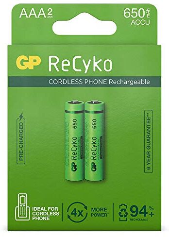 GP Battery Batteria Ricaricabile AAA NiMH 650mAh (Blister 2 Pezzi)