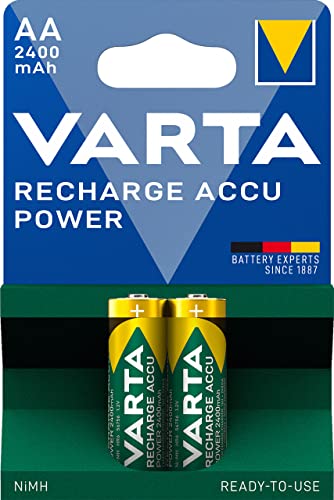 Varta Batteria Ricaricabile AA Stilo, 2400 mAh, Confezione da 2 Pezzi, Pre-caricate, Pronte all'Uso