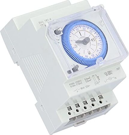 CCYLEZ Timer elettrico analogico 24 ore, interruttore orario elettrico per impieghi gravosi, guida DIN, dimensioni ridotte, adatto per scaldabagni