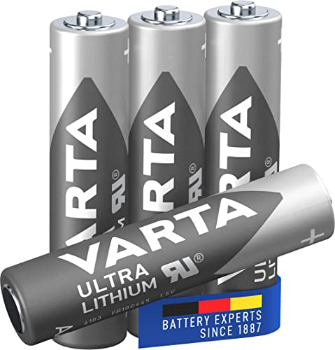 Varta Lithium Batterie AAA Micro LR03 (pacco da 4) Ideali per fotocamere digitali, giocattoli, dispositivi GPS, impieghi sportivi e all'aria aperta