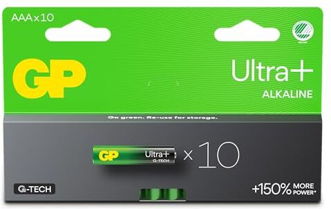 GP Batterie AAA Set da 10    Ultra   Pile Stilo AAA Alcaline da 1,5V / LR03 Lunga Durata