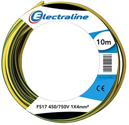 Electraline Cavo Unipolare FS17, 10 mt, sezione 1x4 mm² adatto per cablaggi di quadri elettrici, circuiti elettrici di ascensori, montacarichi