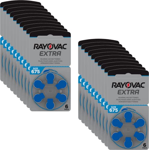 Rayovac 120 x Batterie acustiche  675 Extra Advanced/Batterie per apparecchi acustici PR44/675AE,A675,DA675,P675,PR675H