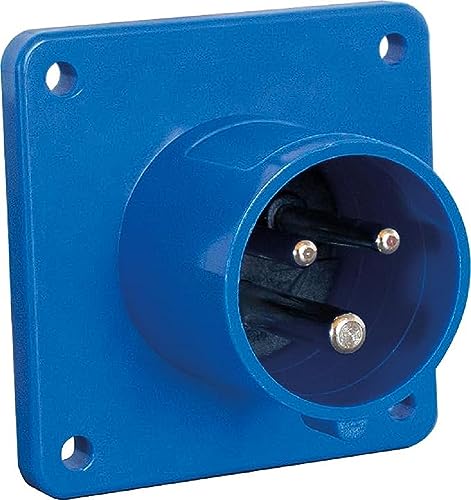 as - Schwabe as Schwabe Spina CEE a 3 poli, con guarnizione 230 V/16 A, dimensione foro 60 x 60 mm, flangia 75 x 75 mm, blu