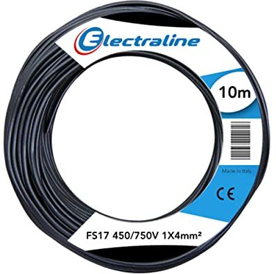 Electraline Cavo Unipolare FS17, 10 mt, sezione 1x4 mm² adatto per cablaggi di quadri elettrici, circuiti elettrici di ascensori, montacarichi