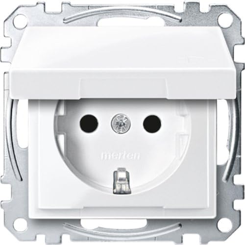 Schneider Electric Merten, , MEG2310-0319 SCHUKO presa con patta., BRS, Steckklemmen, polarwhite lucido, Sistema M