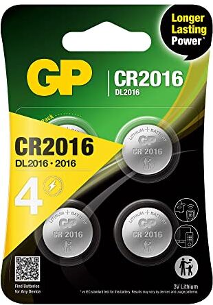 GP CR2016 Set da 4 Pile   Lithium   Batterie al Litio a bottone CR 2016 da 3V Lunga Durata