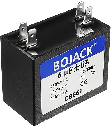 BOJACK CBB61 6uF 450V AC Condensatore a film a doppio inserto in polipropilene metallizzato 47x20,5 x35mm