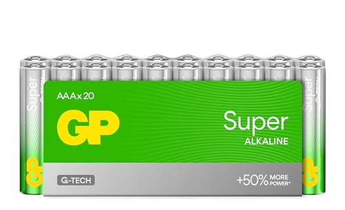 GP Batterie AAA Set da 20    Super  Pile Stilo AAA Alcaline da 1,5V / LR03 Lunga Durata