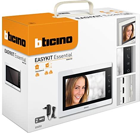 BTicino VIDEOCITOFONO MONITOR INTERNO AGGIUNTIVO 2 Fili, 7'' a Colori con Vivavoce e Alimentatore con Spina Plug-In, Colore Bianco