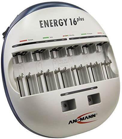 Ansmann Energy 16 Plus Stazione di Ricarica Manutenzione per Batterie NiMH/NiCD AAA / AA / C / D Caricatore