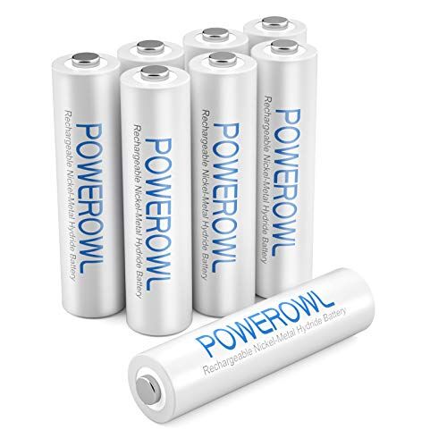 POWEROWL Batterie Ricaricabili AAA con 1200 cicli,Ad Alta Capacità 1000mAh, Pile Ricaricabili AAA Ni-MH (Pre-carica, 8 Pezzi)