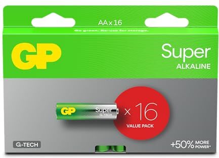 GP Batterie AAA Set da 16    Super  Pile Stilo AAA Alcaline da 1,5V / LR03 Lunga Durata