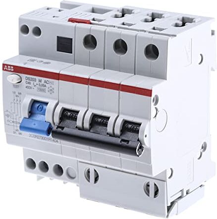 ABB RCBO System Pro M Compact DS203 Interruttore FI/LS 40A, 3 poli, sensibilità 30 mA, montaggio su guida DIN