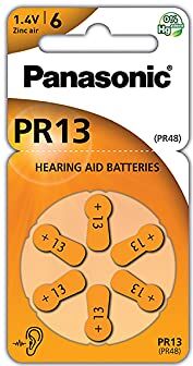 Panasonic PR13 Batterie zinco-aria per apparecchi acustici, Tipo 13, 1.4V, Batterie per apparecchi acustici, 6 pezzi, arancione