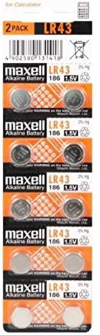 Maxell Batteria alcalina a bottone tipo LR 43, confezione da 10