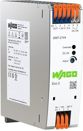 WAGO Alimentatore compatto ECO    1 fase, Power supply, alimentatore di rete DIN Rail, DC 24 V, 5 A, contatto DC DC