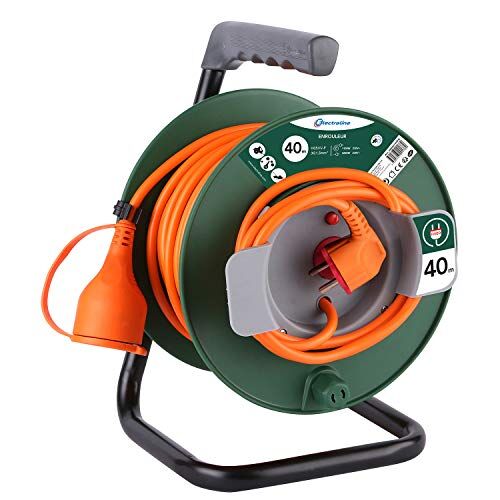 Electraline 20866149 FG Prolunga Giardino 40 m 16 A con Clamshell di protezione con avvolgicavo sezione 3 G1,5 mm² Arancione/Verde