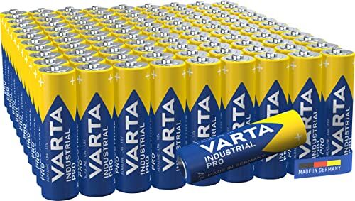 Varta Pile AA, confezione da 100, Industrial Pro, Batterie Alcaline, 1,5V, pacco di stoccaggio in imballaggio ecologico, Made in Germany [Esclusivo su Amazon]