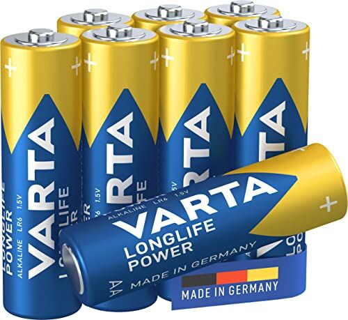 Varta Longlife Power Batterie AA Mignon LR06 (pacco da 8) Batteria alcalina Made in Germany Ideali per giocattoli, torce, controller e altri dispositivi a batteria