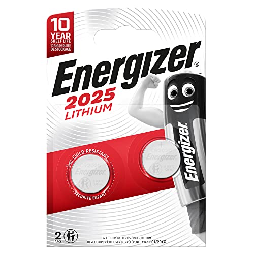 Energizer ® Batteria a bottone, al litio, a bottone, CR2025, 3 V, 163 mAh (2 pezzi), riceverete 1 confezione da 2 pezzi