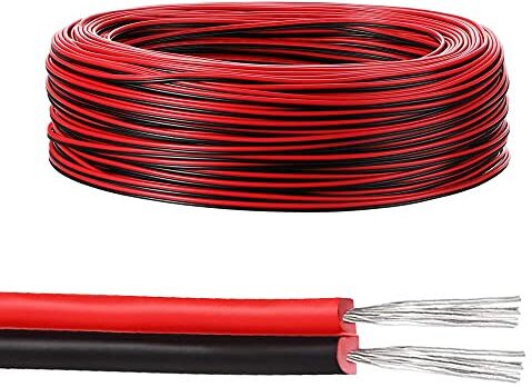 GIGIIS 22AWG Cavo di prolunga 20 metri 0,33mm² 2 Cavo di connessione Cavo elettrico 22AWG Cavo elettrico doppio Cavo in rame nero + rosso Cavo in Silicone per Strisce LED e Cablaggio Elettronico