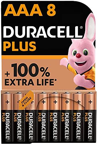 Duracell Batterie Plus AAA(pacco da 8) Alcalina 1.5V Fino al 100% di extra durata Affidabilità per i dispositivi a uso quotidiano 0% plastica nel pacco 10 anni di conservazione LR03 MN2400