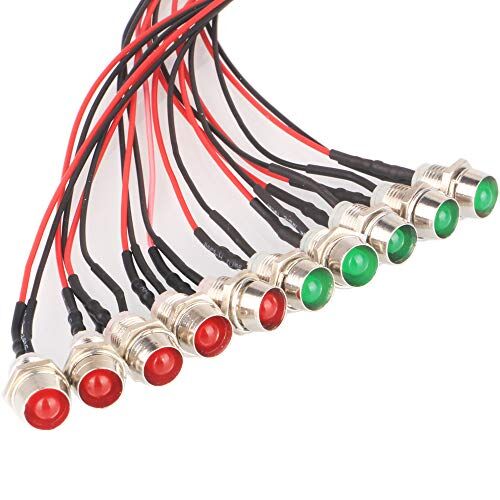 GTIWUNG 10pcs 12V LED Diodi ad Emissione,8mm Luminosa Luce a Diodi LED Precablata, Led Modellismo + 10Pcs 8mm Supporto in Plastica del Diodo