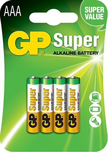 GP Batterie Super Alcaline Mini Stilo AAA (Blister 4 Pezzi) Pila Batteria Alcaline per per Prodotti Elettronici, Elettrici, Radiocomandi, Telecomandi Super Durata