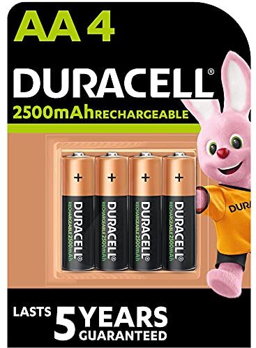 Duracell Batterie Ricaricabili AA (Confezione da 4), 2500 mAh NiMH, pre-caricate, le nostre batterie ricaricabili n.1 per lunga durata