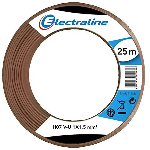 Electraline Bobina di cavo H07 V-U, 1 x 1,5 mm, 25 m, colore: Marrone