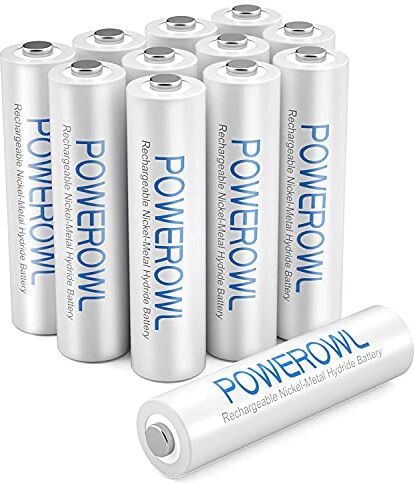 POWEROWL Batterie Ricaricabili AAA,  Capacità Elevata Pre-carica Ni-MH Bassa autoscarica AAA Ricaricabili Pile 1000mAh Ministilo 1,2V 1200 Cicli (12 Pezzi)