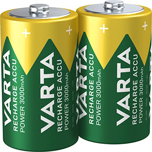 Varta Batterie ricaricabili D Mono Rechargeable Ready2Use precaricata (pacco da 2, 3000mAh), ricaricabile senza effetto Memory pronta all'uso