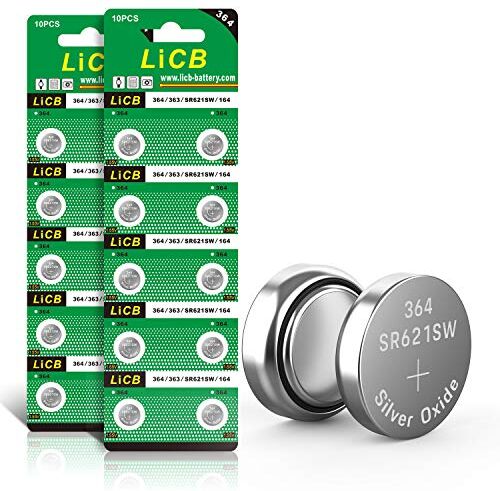 LiCB , 20 pile a bottone per orologio, SR621SW, 364 da 1,5 V, V364 AG1, LR621, SR 621SW