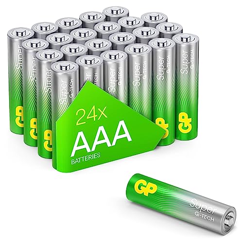 GP Super Batterie alcaline AAA Micro, LR03, 1,5 V, Confezione da 24 Pezzi, Ideali per l'alimentazione di dispositivi di Uso Quotidiano. La Nuova Tecnologia G-Tech