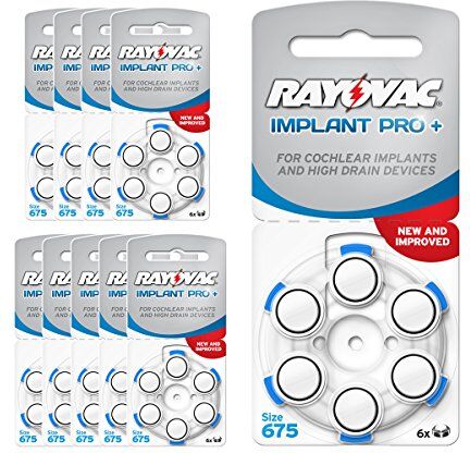 RAYOVAC 60 batterie acustiche  Implant Pro+ / batteria uditiva impianto cocleare / AE675