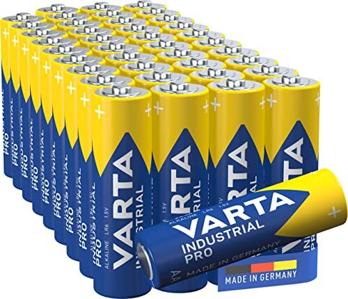 Varta Pile AA, confezione da 40, Industrial Pro, Batterie Alcaline, 1,5V, pacco di stoccaggio in imballaggio ecologico, Made in Germany [Esclusivo su Amazon]